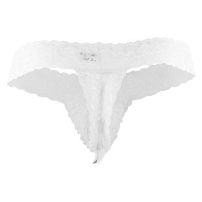 CandyMan X- Peek a Boo Lace Thongs - White