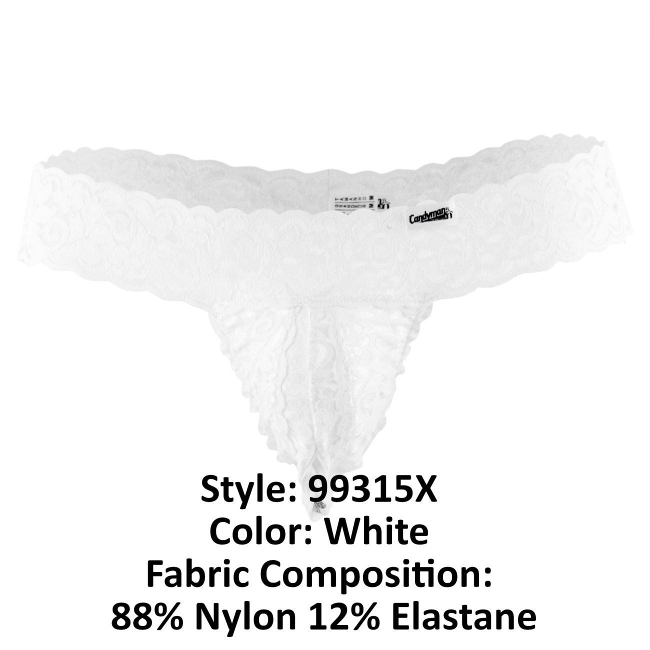 CandyMan X- Peek a Boo Lace Thongs - White