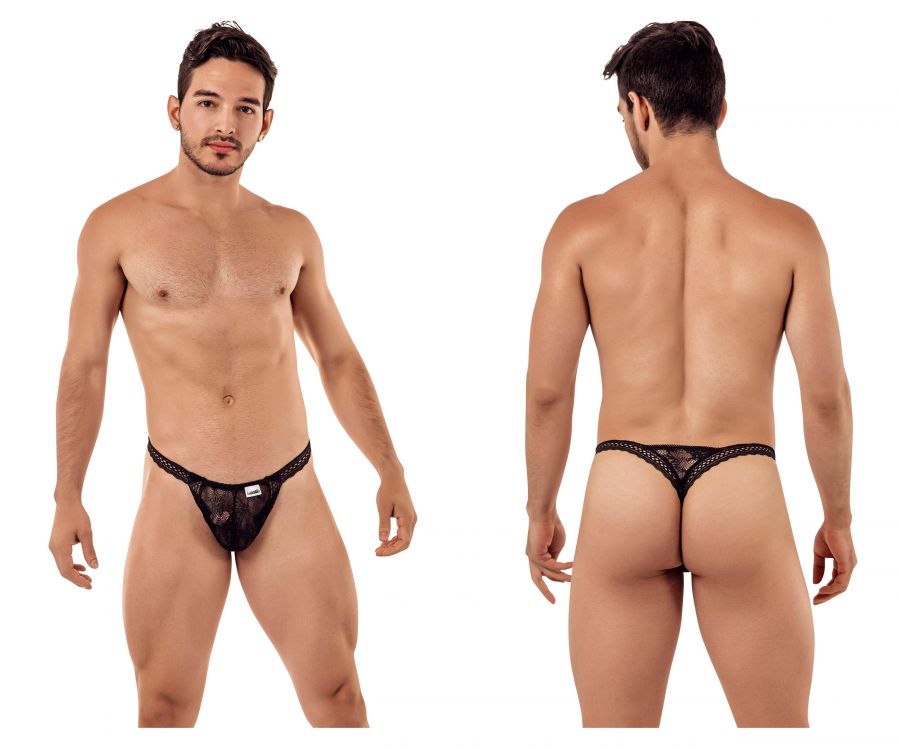 CandyMan Double Lace Thong - Black