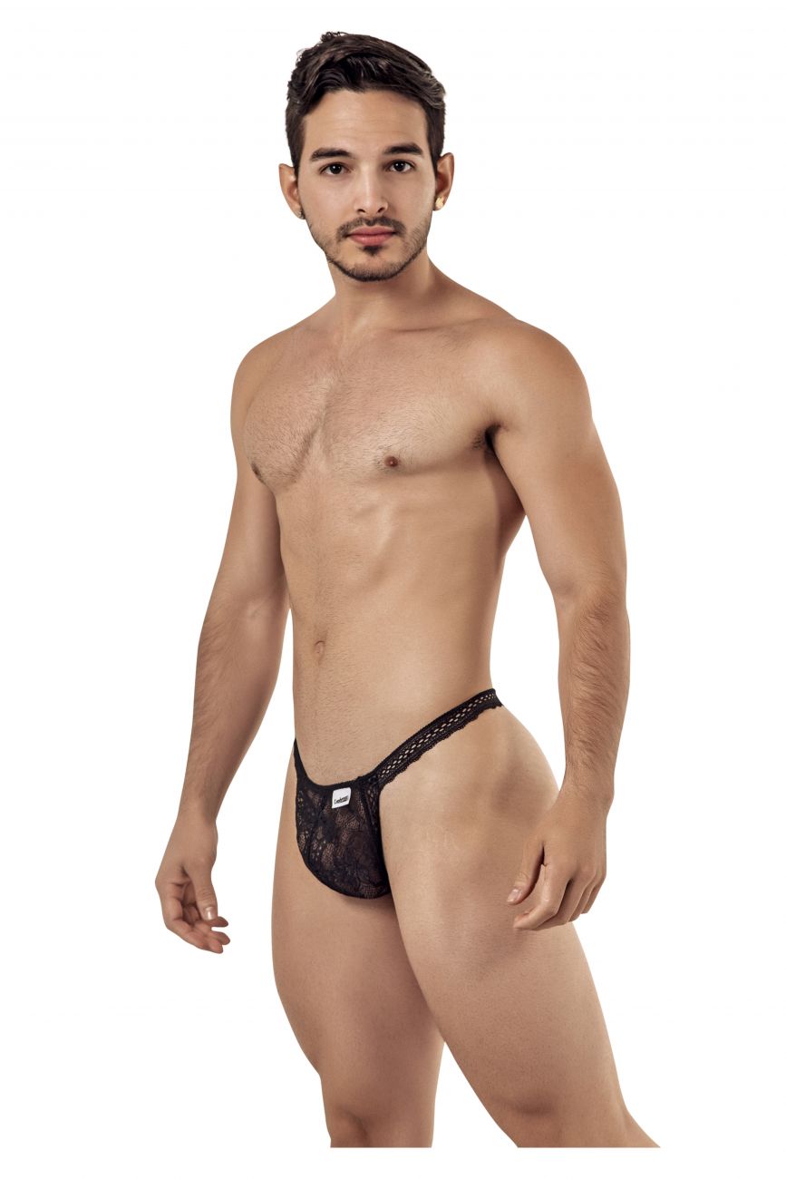 CandyMan Double Lace Thong - Black