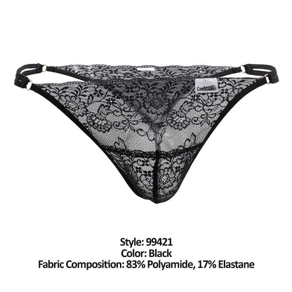 CandyMan 99421 Lace G-String Thongs Color Black by CandyMan