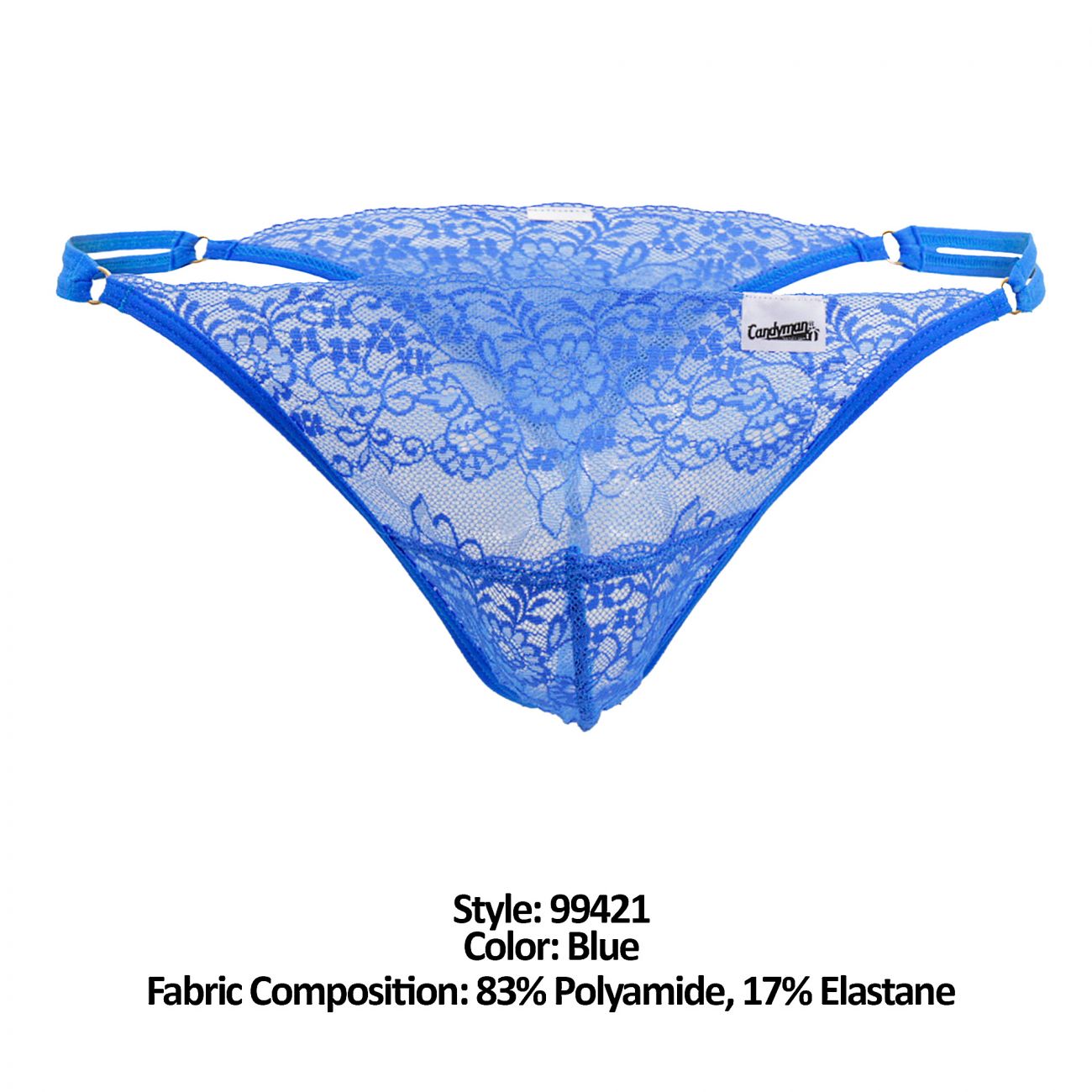 CandyMan Lace G-String Thong - Blue by CandyMan