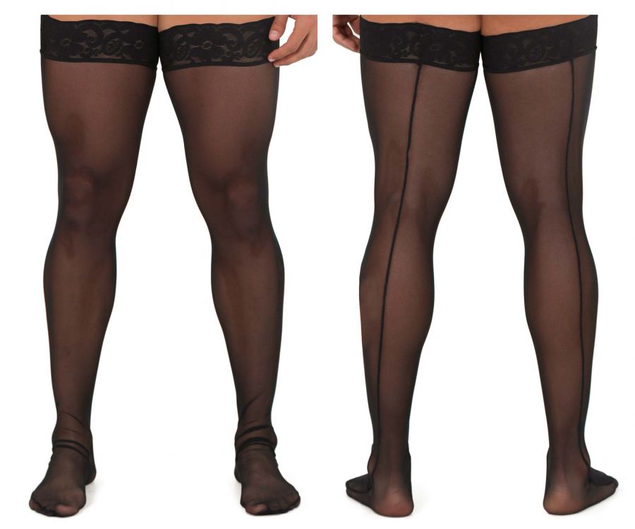 CandyMan - Mesh Thigh Highs Color Black