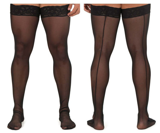 CandyMan - Mesh Thigh Highs Color Black
