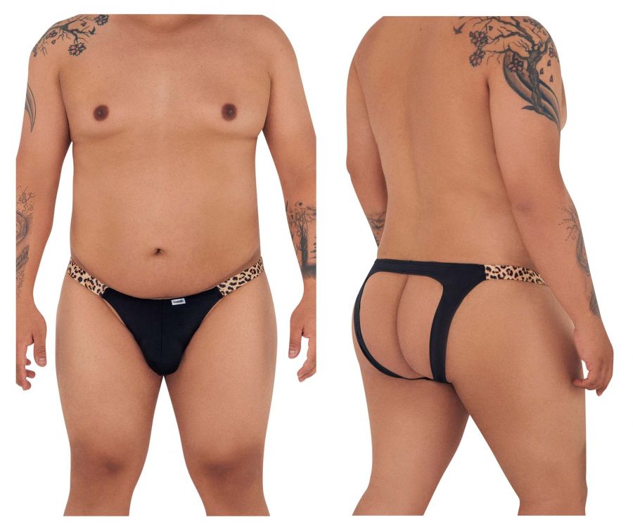 CandyMan X- Bikini Jockstrap - Black-Animal Print