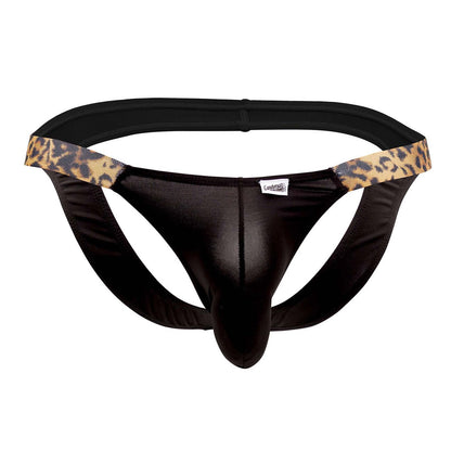 CandyMan X- Bikini Jockstrap - Black-Animal Print