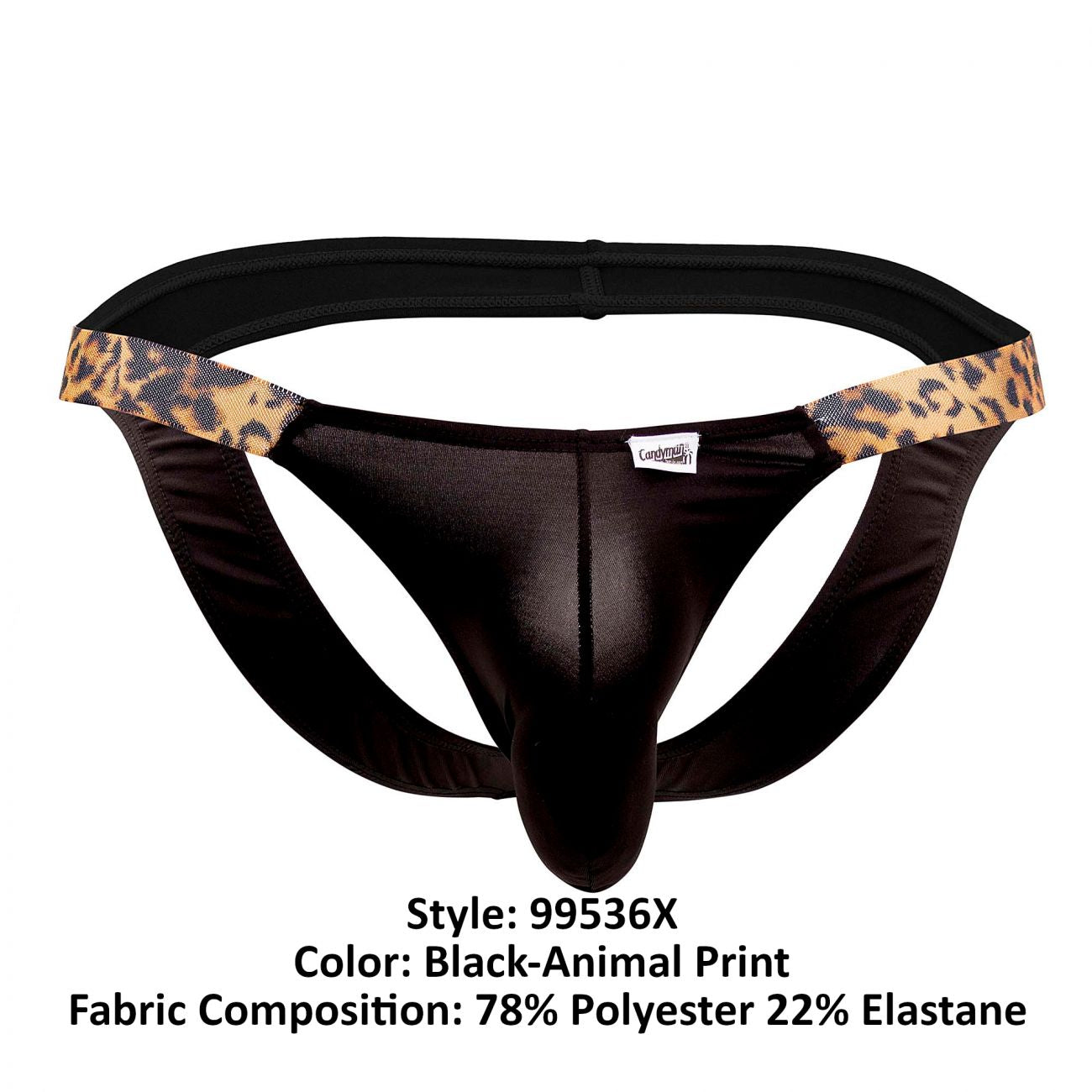 CandyMan X- Bikini Jockstrap - Black-Animal Print