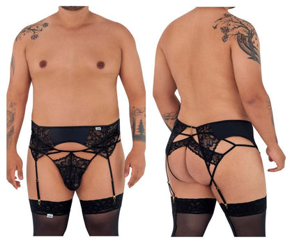 CandyMan X - Lace Garter-Jockstrap Outfit - Black