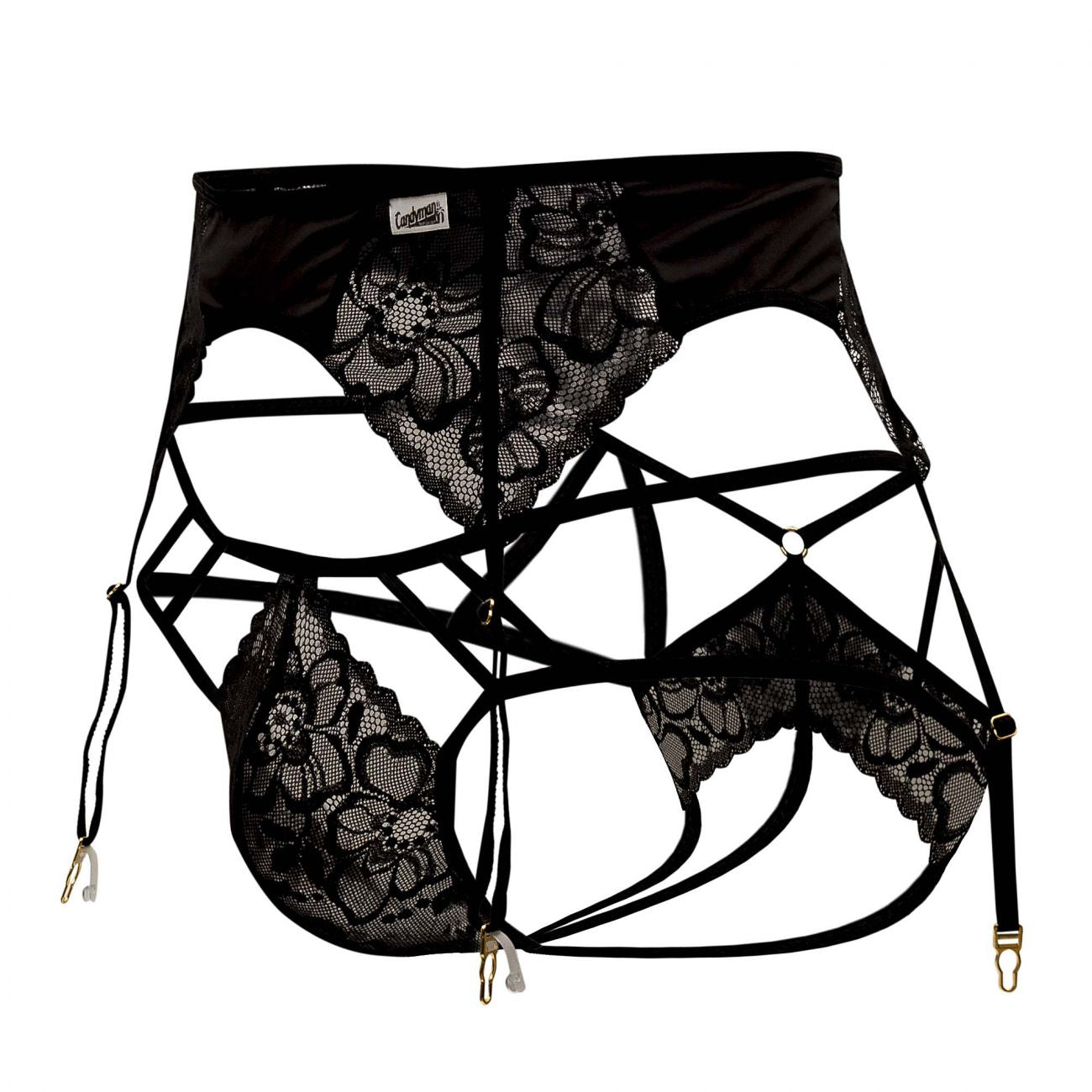 CandyMan X - Lace Garter-Jockstrap Outfit - Black