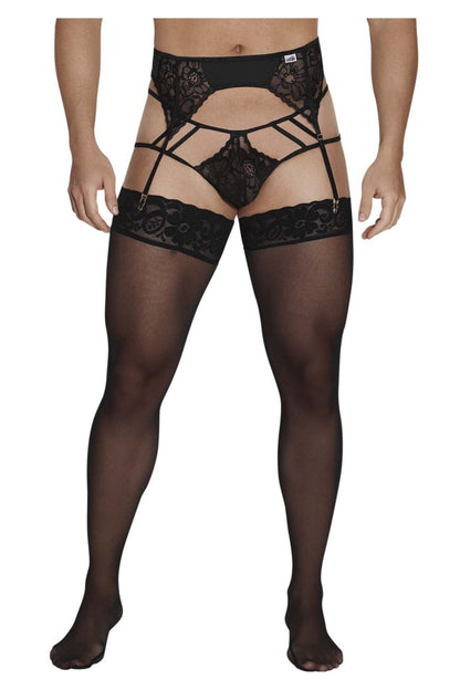CandyMan - Lace Garter-Jockstrap Outfit - Black