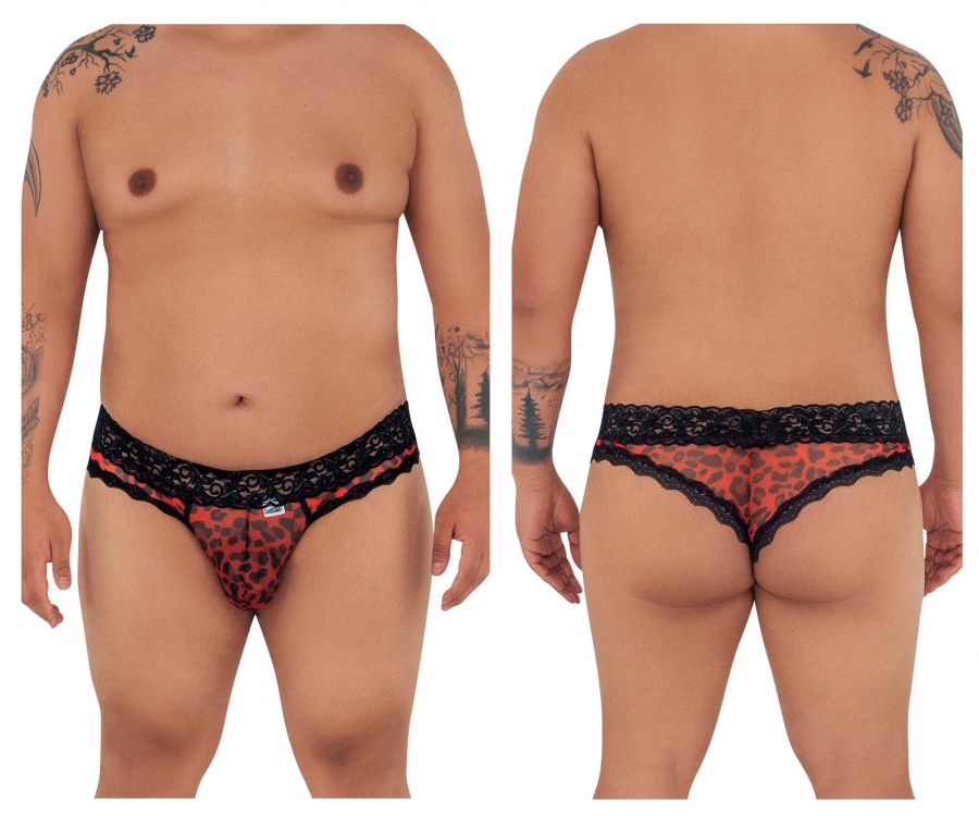 CandyMan X- Mesh-Lace Thong - Leopard Print