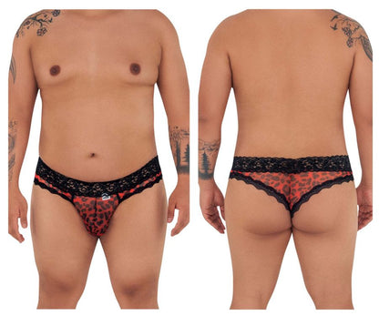 CandyMan X- Mesh-Lace Thong - Leopard Print