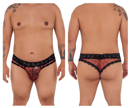 CandyMan X- Mesh-Lace Thong - Leopard Print