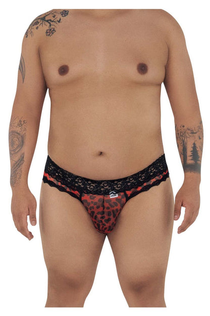 CandyMan X- Mesh-Lace Thong - Leopard Print