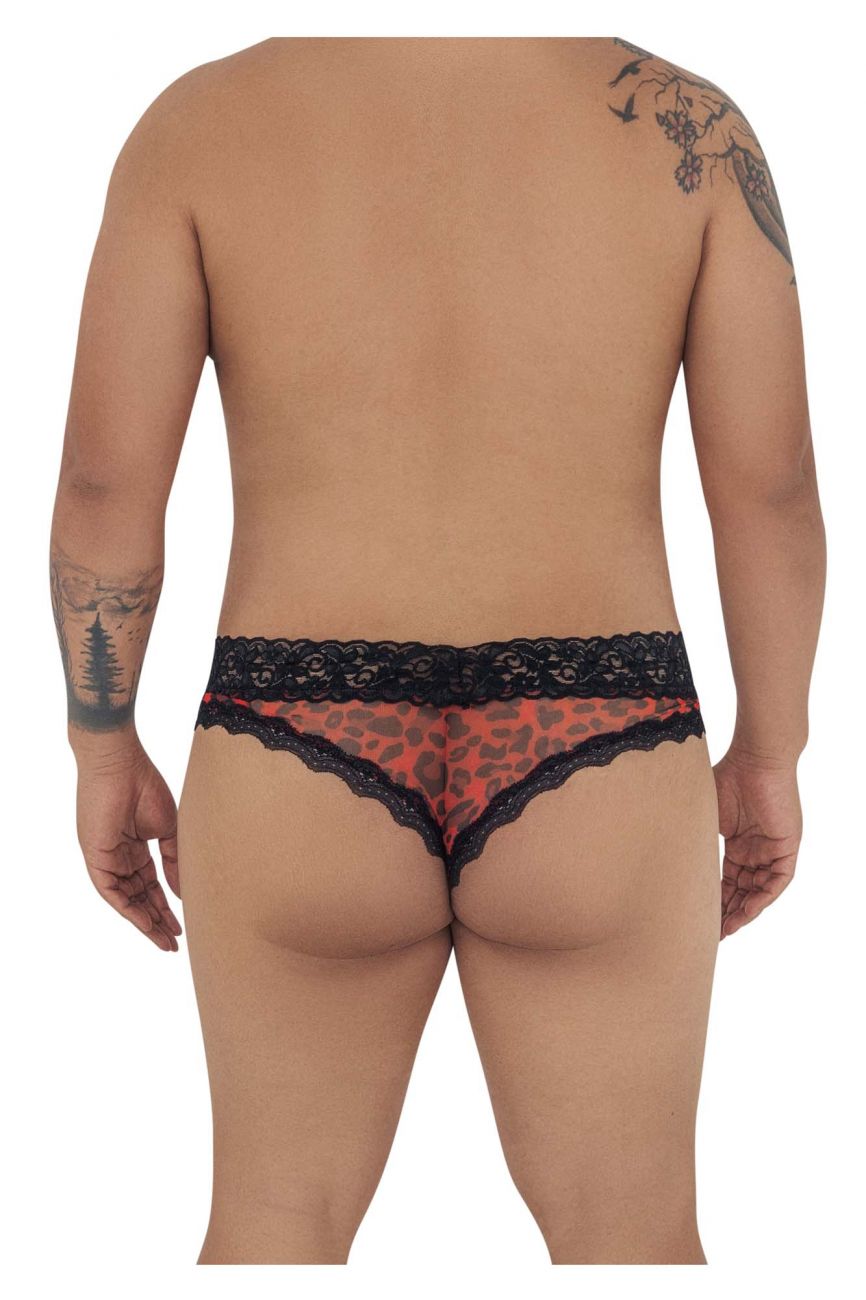 CandyMan X- Mesh-Lace Thong - Leopard Print