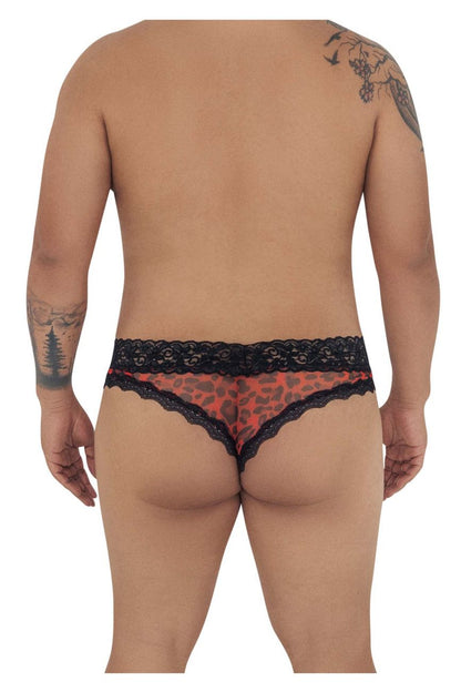 CandyMan X- Mesh-Lace Thong - Leopard Print