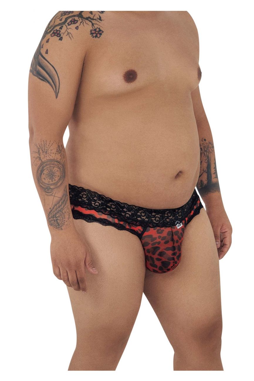 CandyMan X- Mesh-Lace Thong - Leopard Print