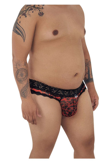 CandyMan X- Mesh-Lace Thong - Leopard Print