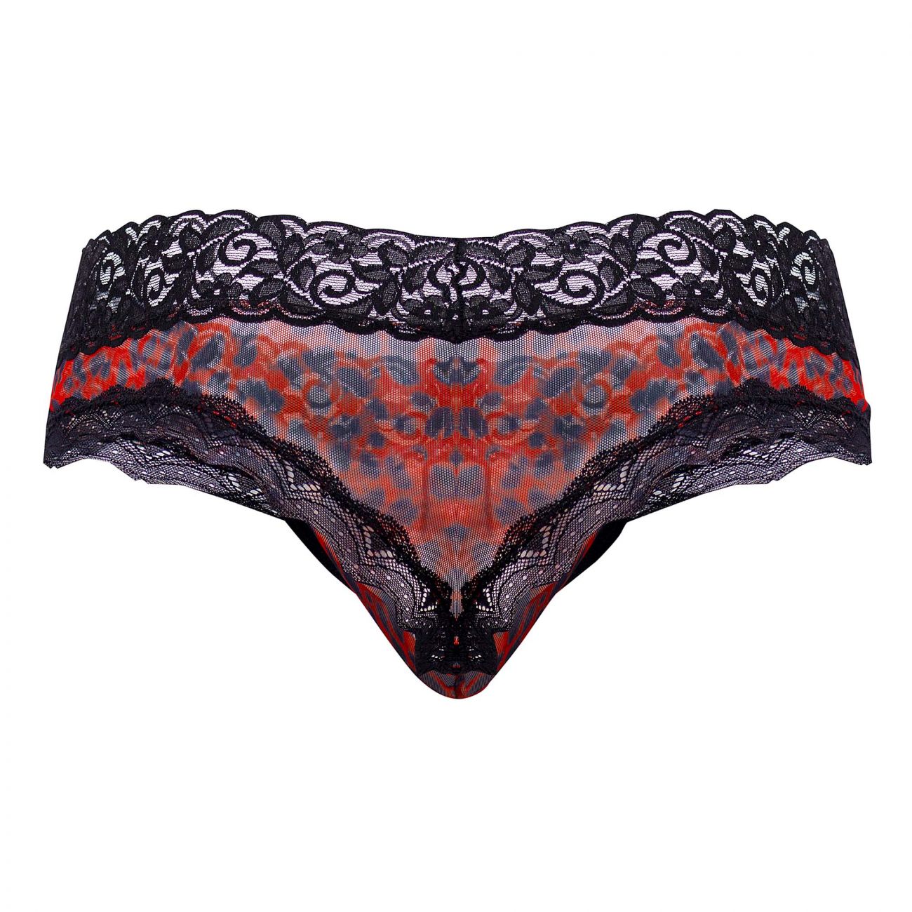CandyMan X- Mesh-Lace Thong - Leopard Print