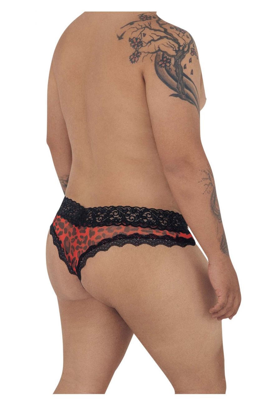 CandyMan X- Mesh-Lace Thong - Leopard Print