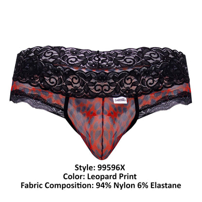 CandyMan X- Mesh-Lace Thong - Leopard Print