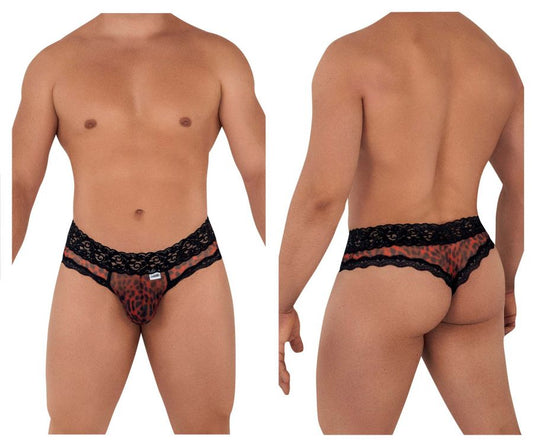 CandyMan - Mesh-Lace Thongs - Leopard Print