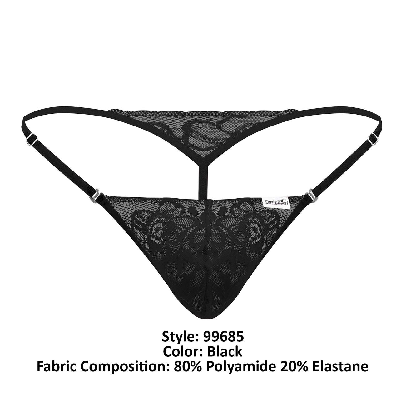 CandyMan - Lace Thongs - Black