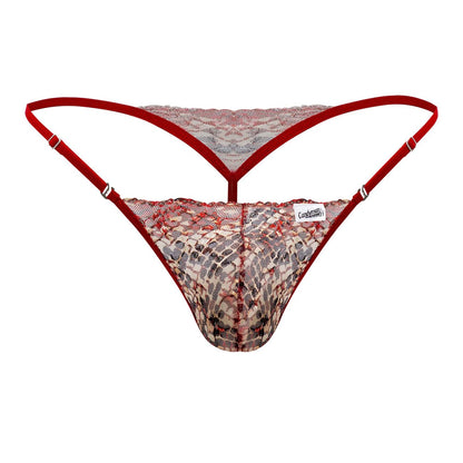 CandyMan - Lace Thongs - Red-Snake
