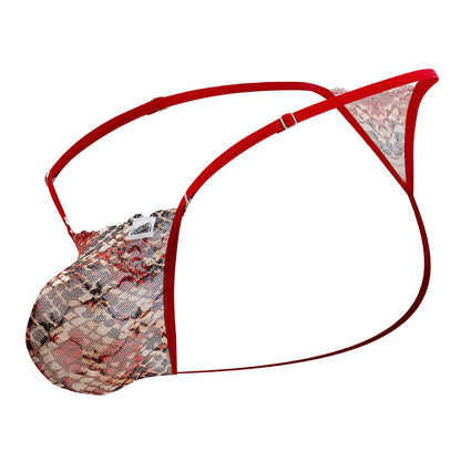 CandyMan - Lace Thongs - Red-Snake