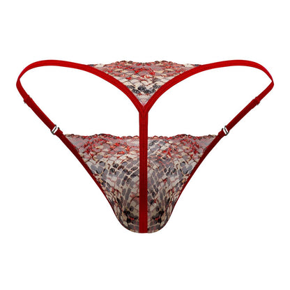 CandyMan - Lace Thongs - Red-Snake