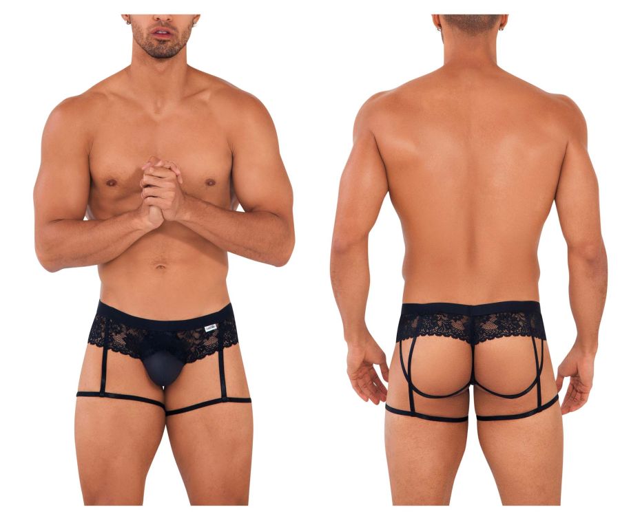 CandyMan - Lace Garther Jockstrap - Black