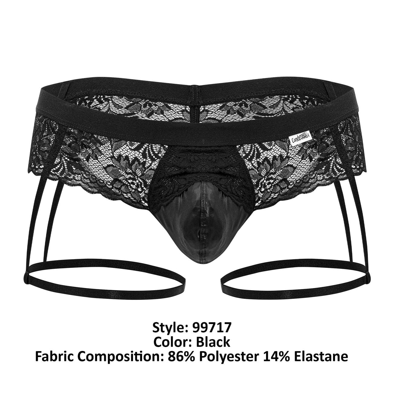 CandyMan - Lace Garther Jockstrap - Black