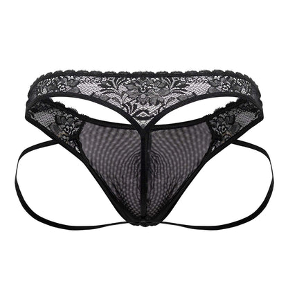 CandyMan Lace Jock Thong - Black by CandyMan