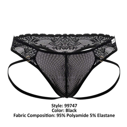 CandyMan Lace Jock Thong - Black by CandyMan