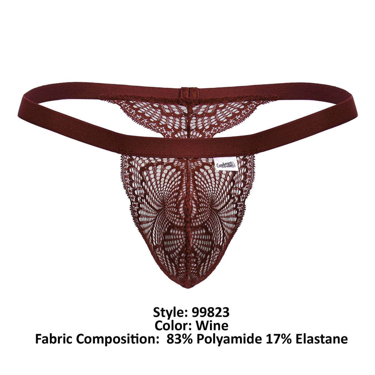 CandyMan Lace Thong - Wine by CandyMan