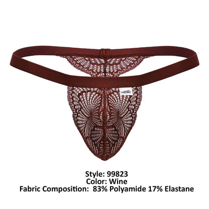 CandyMan Lace Thong - Wine by CandyMan
