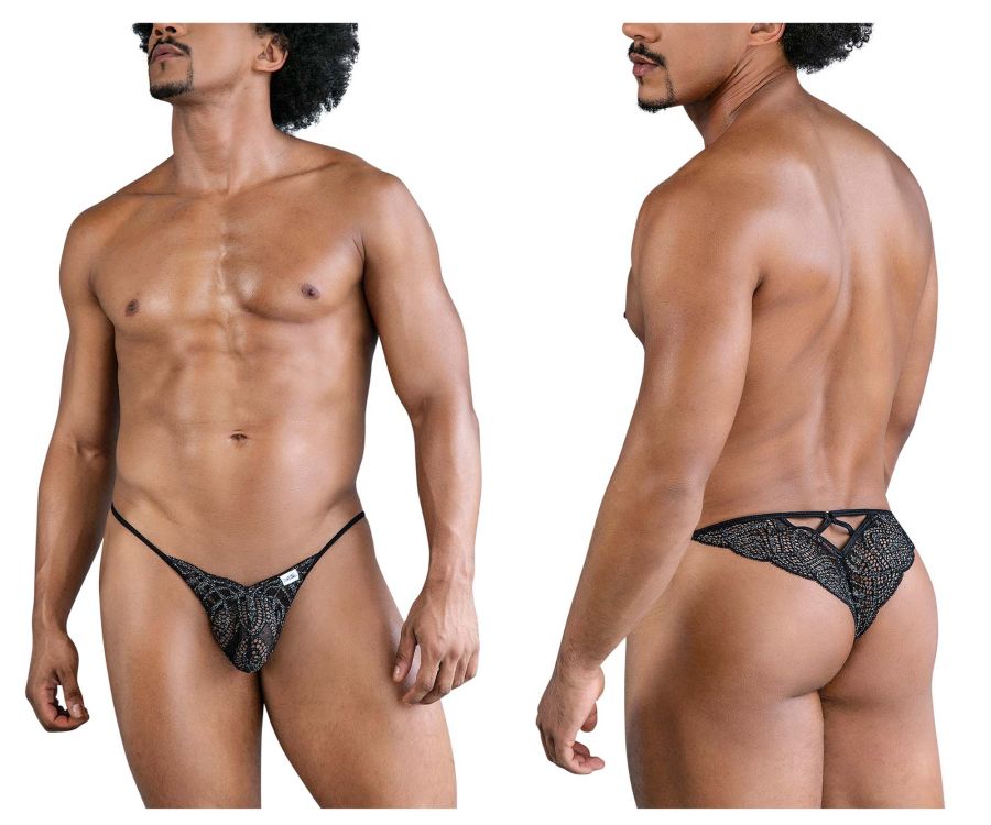 CandyMan Sparkle Lace Thong - Black by CandyMan