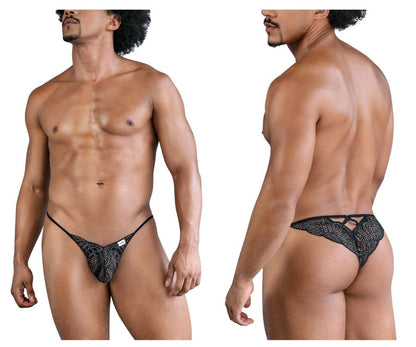 CandyMan Sparkle Lace Thong - Black by CandyMan