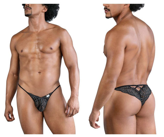 CandyMan Sparkle Lace Thong - Black by CandyMan