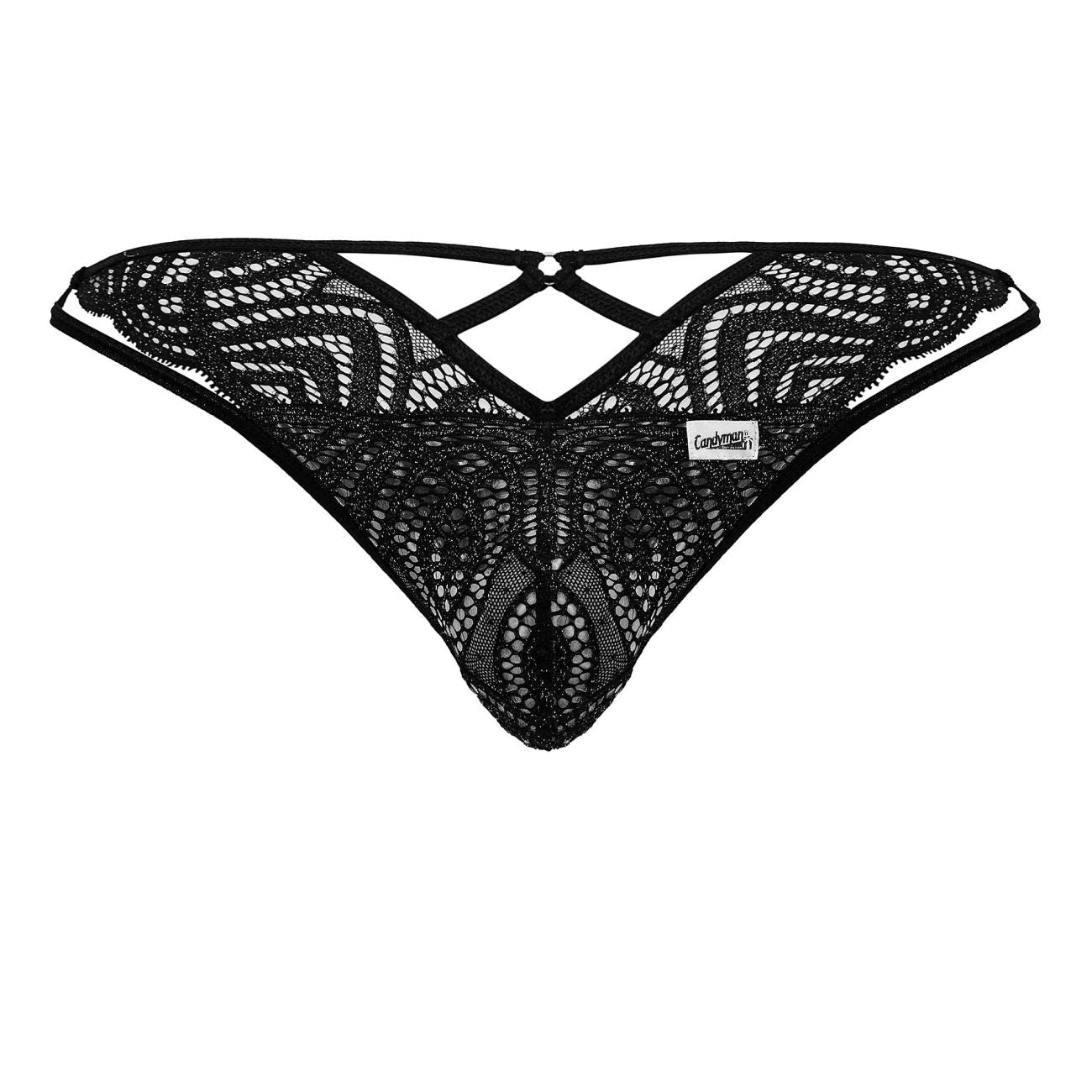CandyMan Sparkle Lace Thong - Black by CandyMan