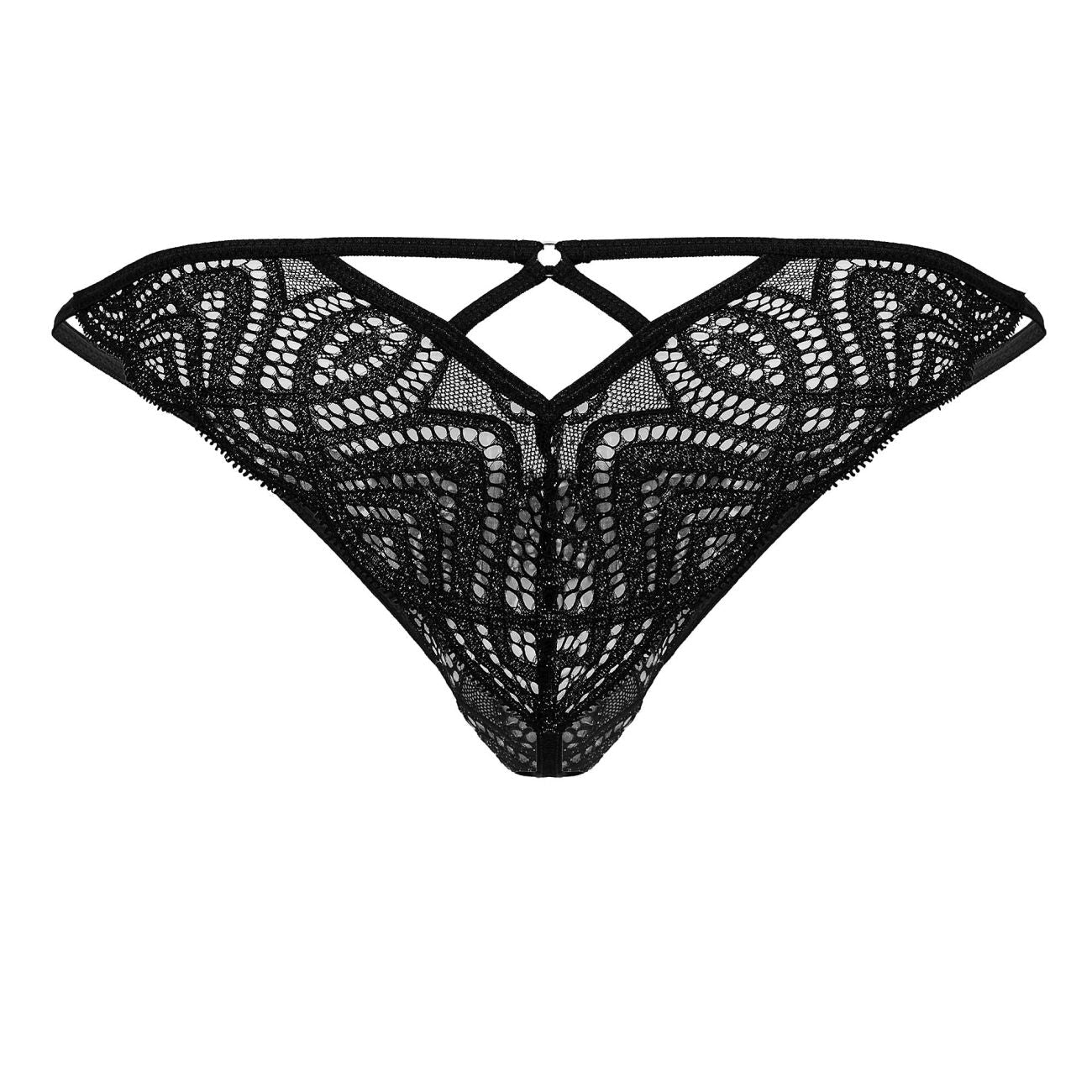 CandyMan Sparkle Lace Thong - Black by CandyMan