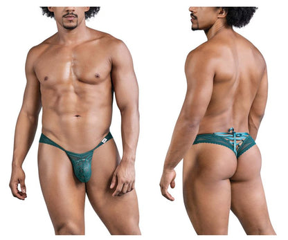 CandyMan Lacey Lace-Up Thong - Green