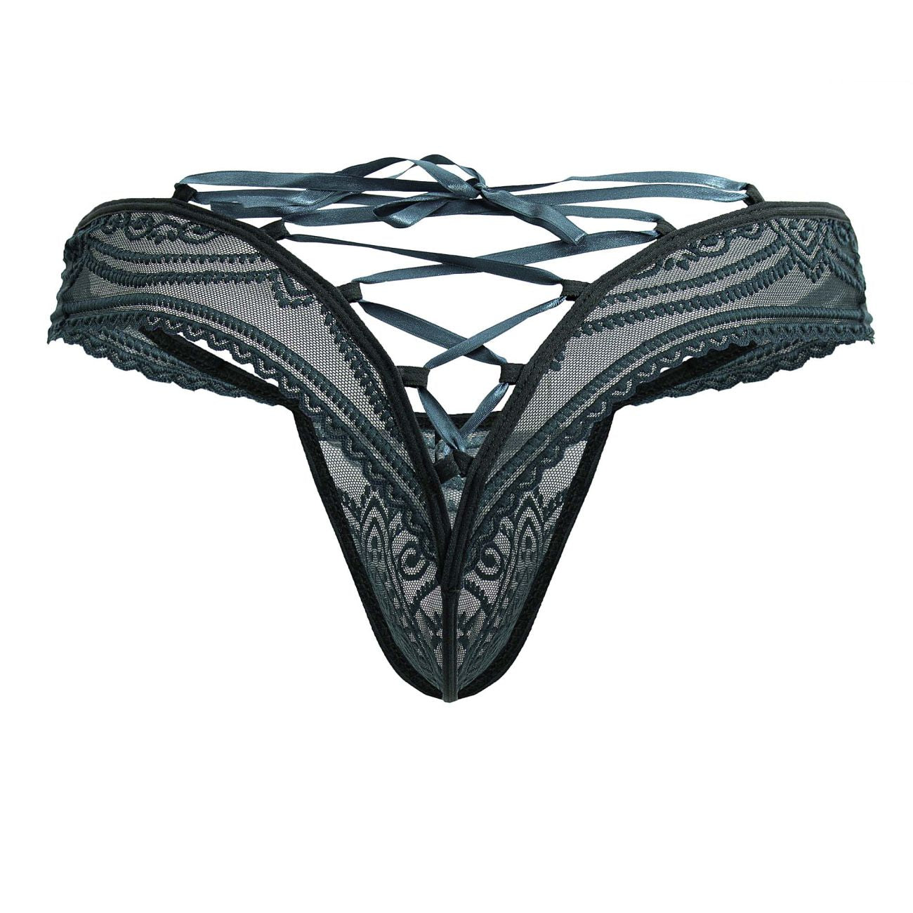 CandyMan Lacey Lace-Up Thong - Green