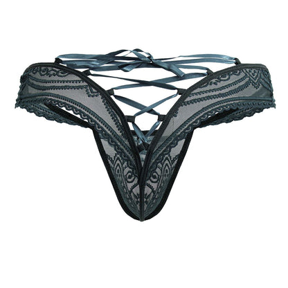 CandyMan Lacey Lace-Up Thong - Green