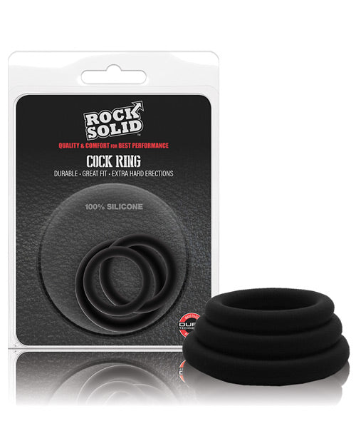 Rock Solid Tri-Pack Silicone Gasket Cockrings - Black by Doc Johnson