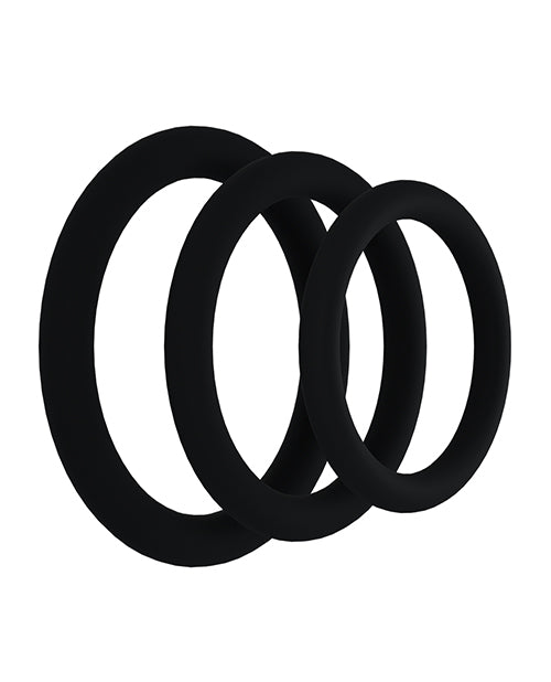 Rock Solid Tri-Pack Silicone Gasket Cockrings - Black by Doc Johnson