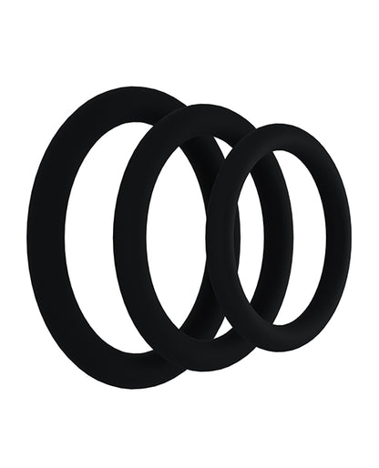 Rock Solid Tri-Pack Silicone Gasket Cockrings - Black by Doc Johnson