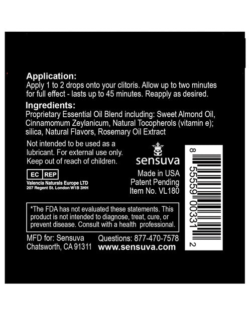 ON Natural Arousal Oil For Her - Ampoule Packet by Sensuva Valencia Naturals