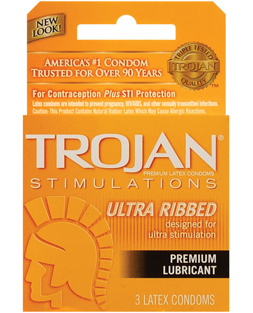 Trojan Ultra Ribbed Condoms - Box of 3 by Paradise Marketing