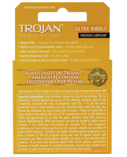 Trojan Ultra Ribbed Condoms - Box of 3 by Paradise Marketing